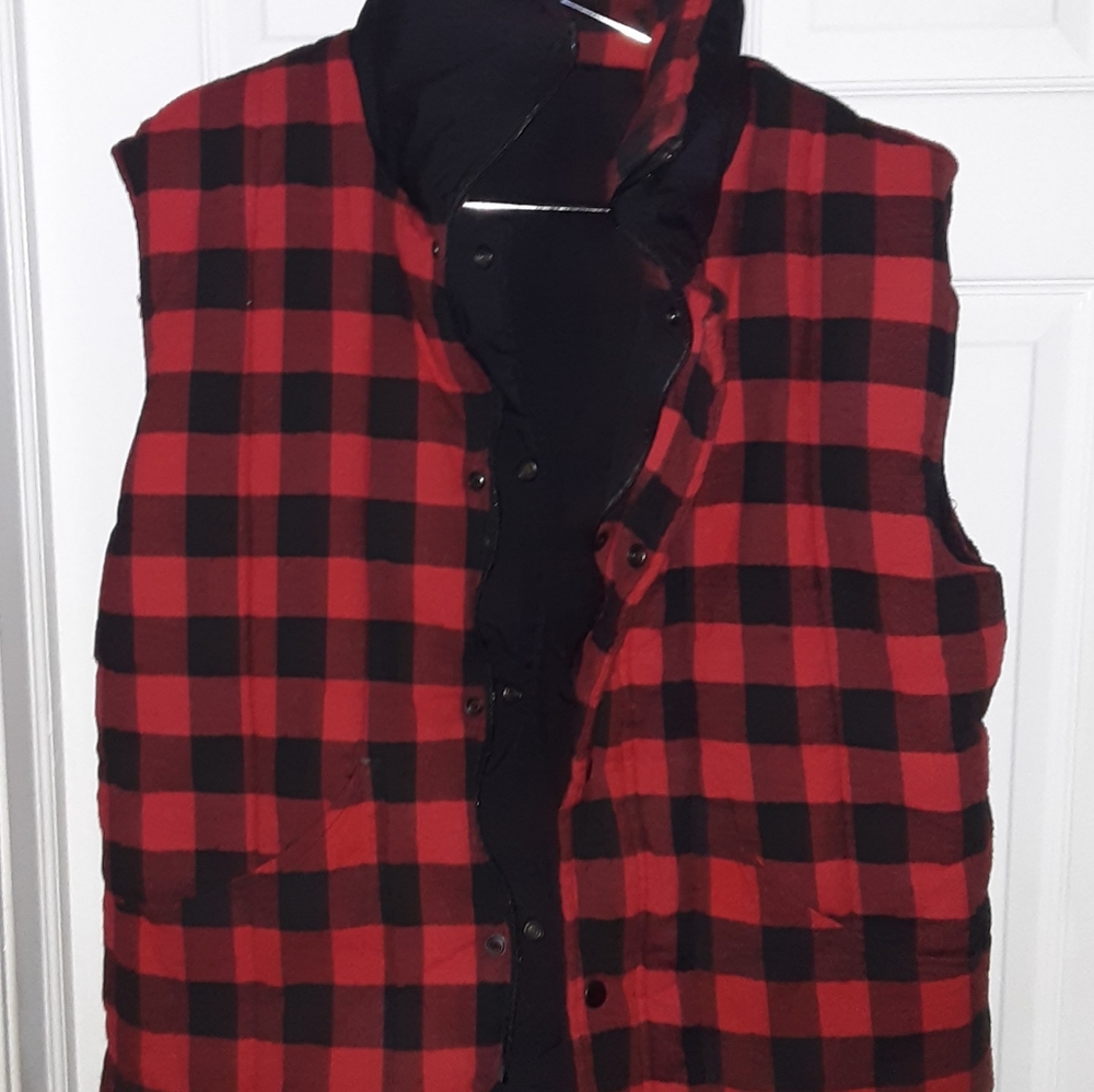 Reversible Quilted Casual Buffalo Check Plaid Men's Vest  XL